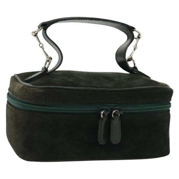 GUCCI Vanity Pouch Suede Green Silver 032 1705 0141 Auth BA5088 - Picture 1 of 16
